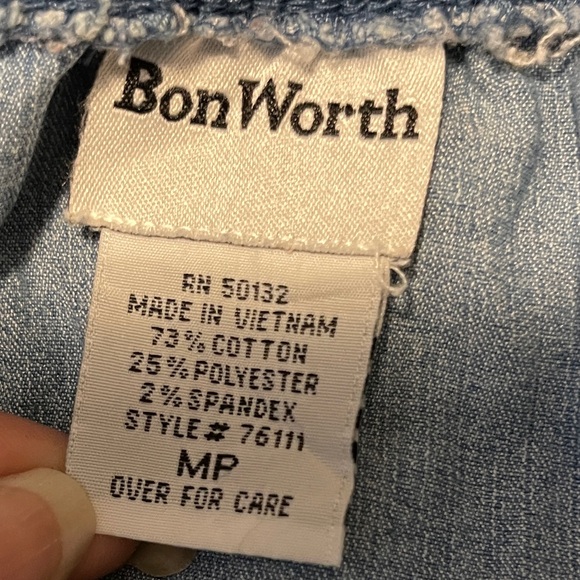 Vintage BonWorth Jean Skirt Womens Medium Petite Blue Prairie Midi Gardencore - Picture 7 of 11